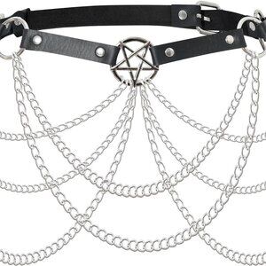 Goth Waist Belt Leather Body Chain Adjustable Punk Body Jewelry for Women